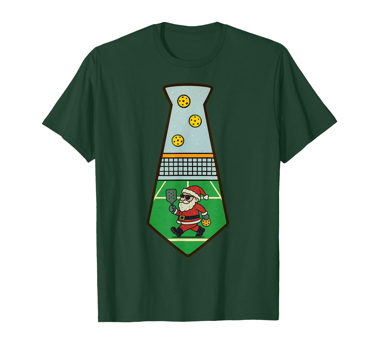 Santa Playing Pickleball Christmas Vintage Funny Xmas T-Shirt