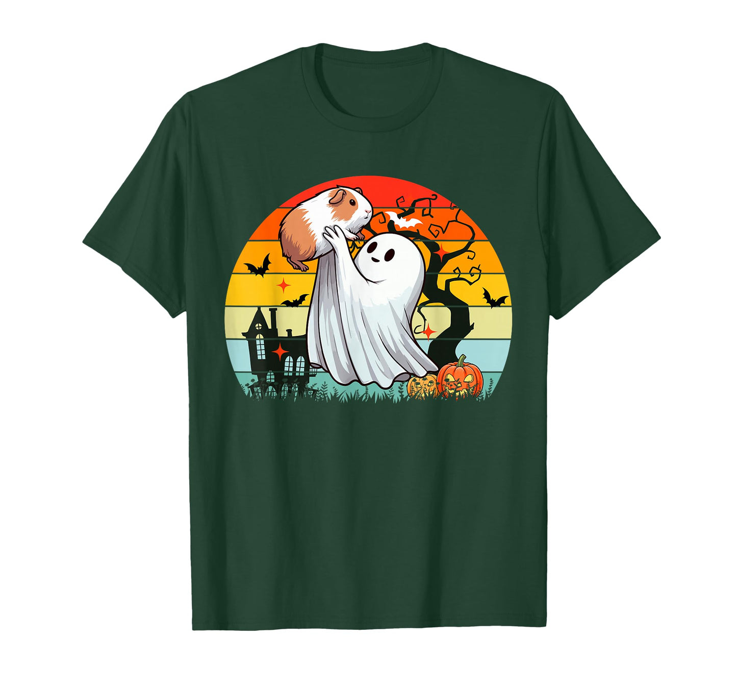 Vintage Retro Boo Ghost Hunging Guinea Pig Halloween Family T-Shirt