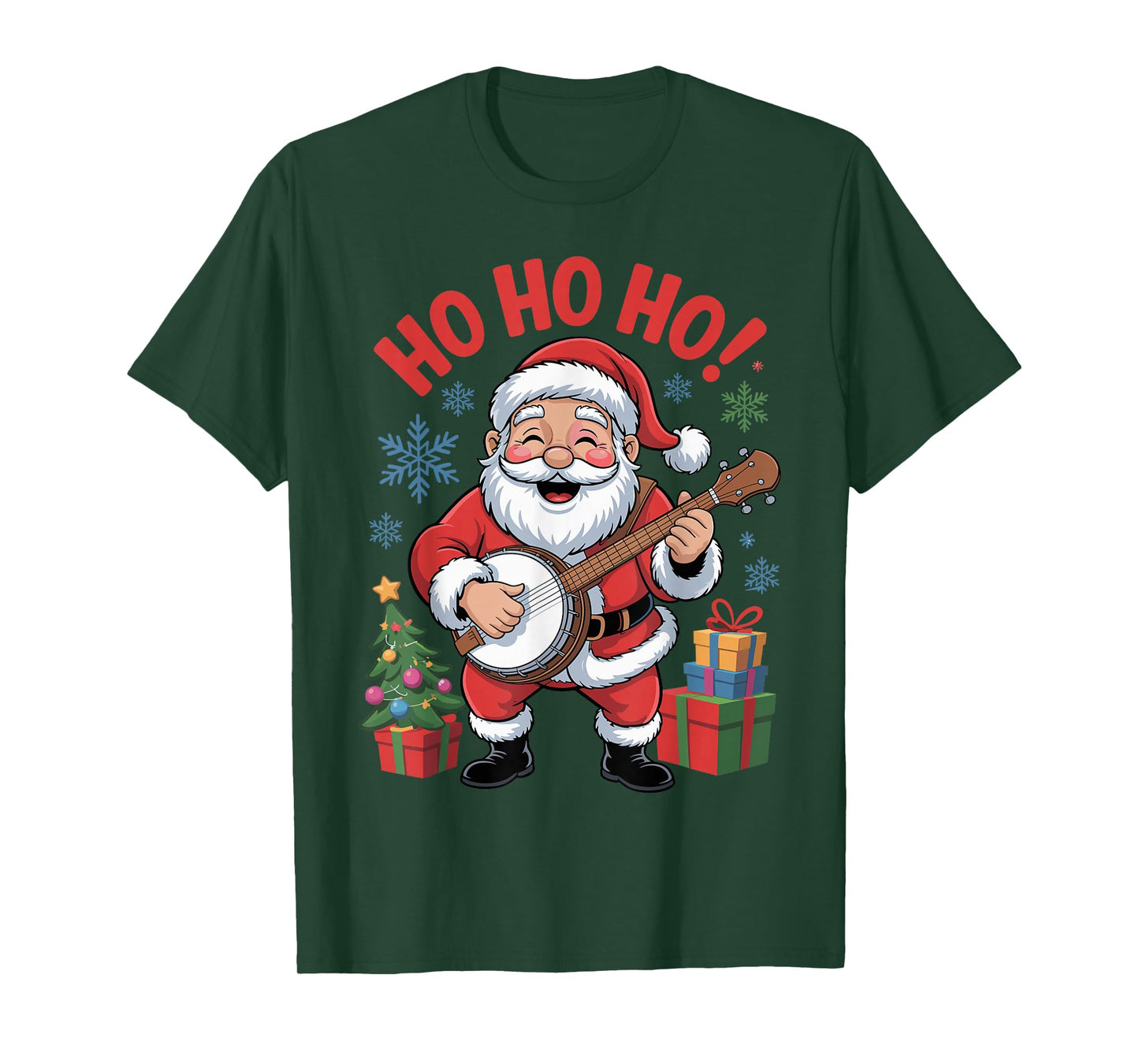 Funny Santa Playing Banjo Holiday Chrismas Xmas Pajama T-Shirt