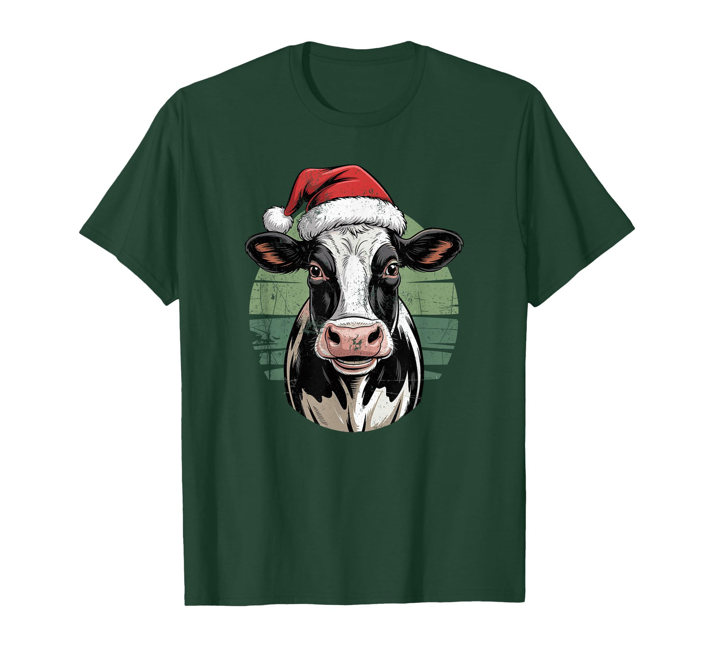 Cow Santa Hat Christmas Farm Animal Lovers Vintage Holiday T-Shirt