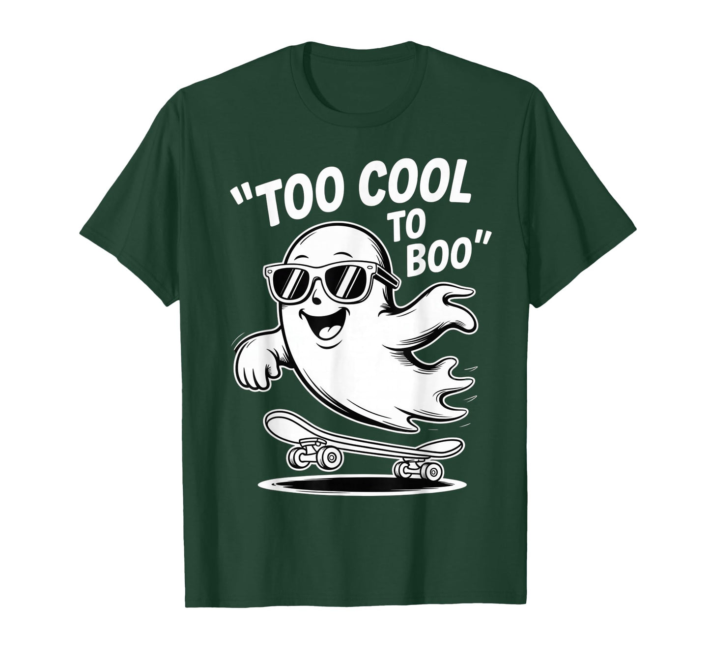 Funny Ghost On Skateboard Retro Halloween Costume Kids Boys T-Shirt