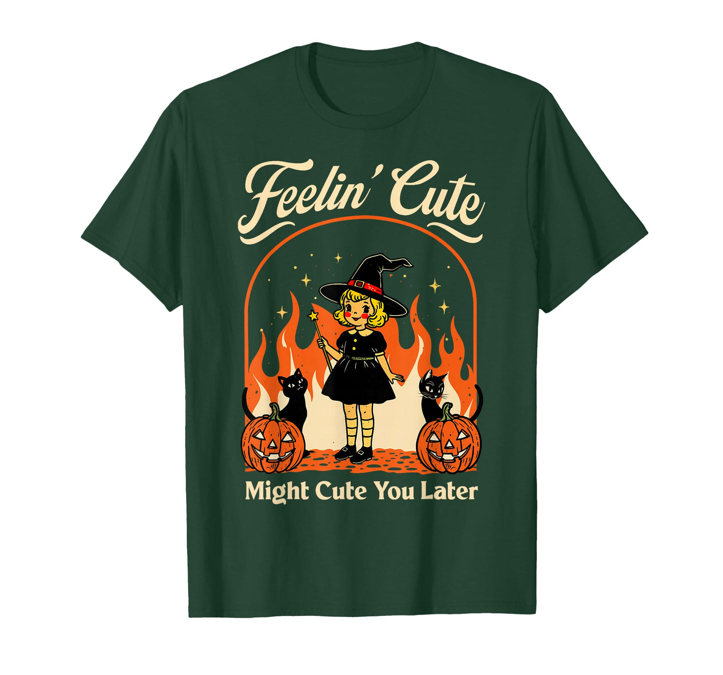 Feeling’s Cute Might Curse You Later Halloween Black Cat T-Shirt