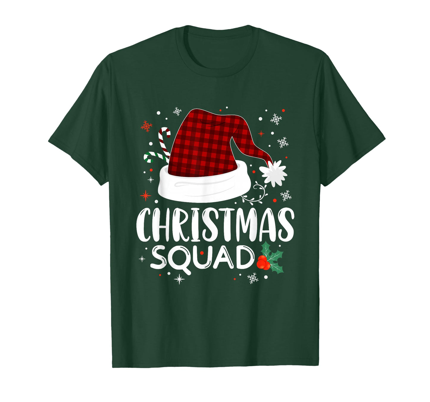 Christmas Squad Red Buffalo Plaid Santa Hat Xmas Pajamas T-Shirt