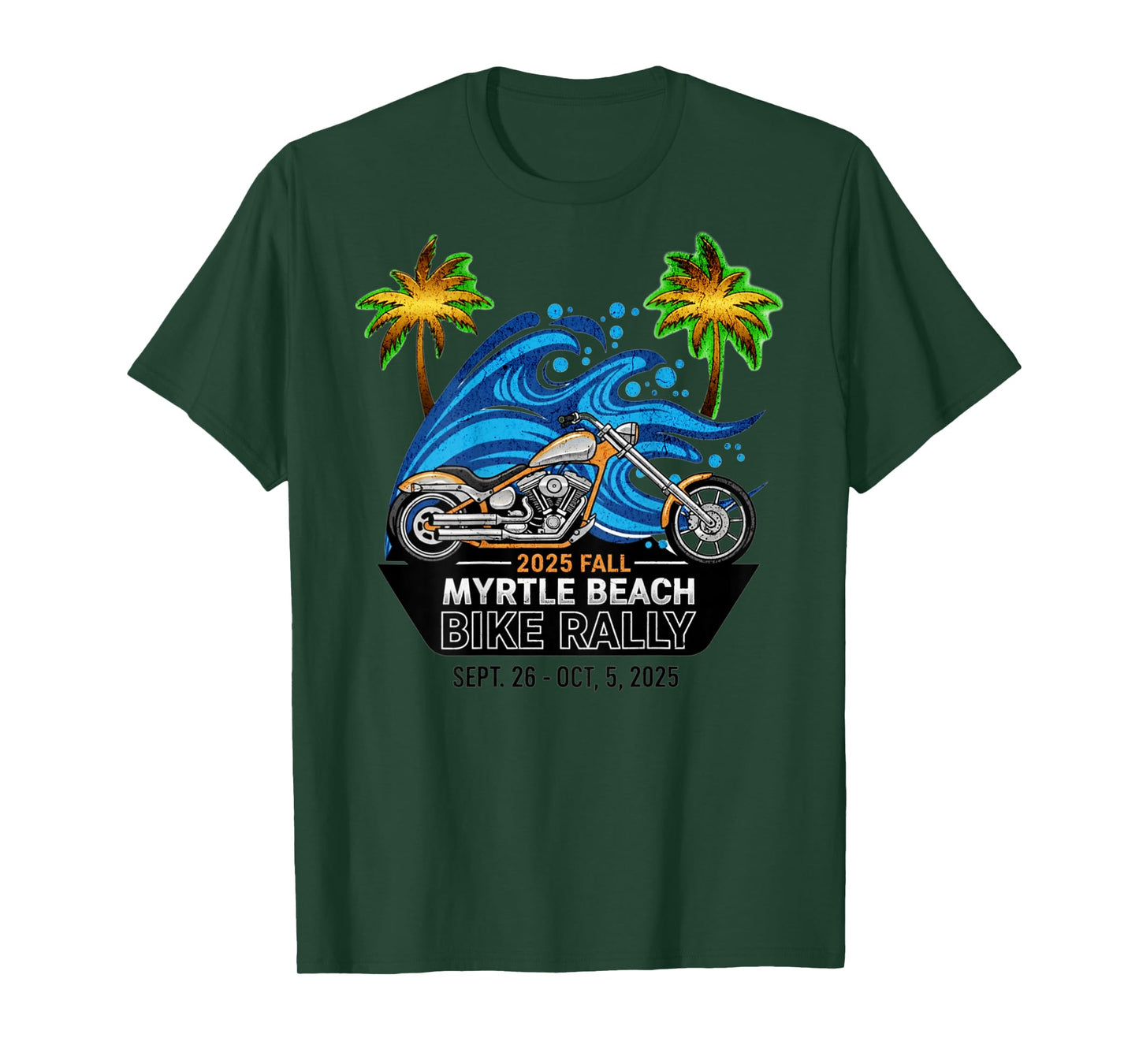 2025 Fall Myrtle Beach Bike Rally with Vintage Art ON Back T-Shirt