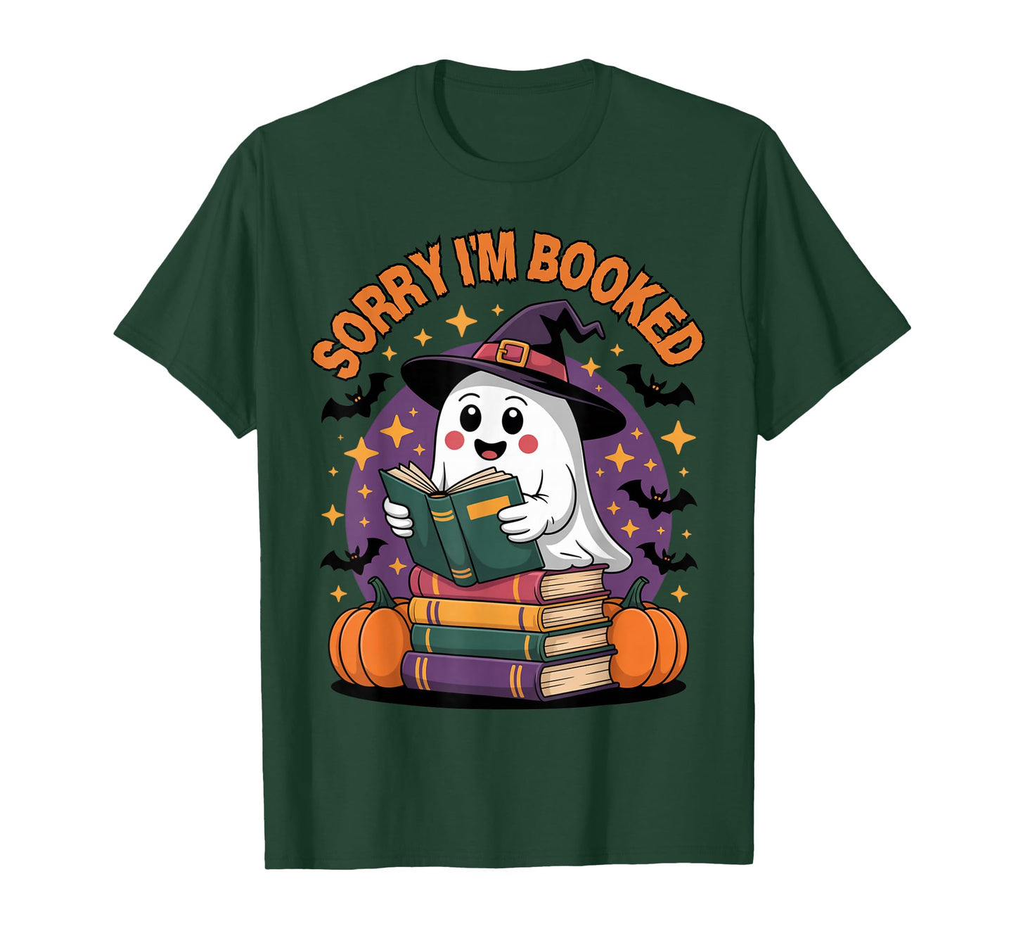 Funny Sorry I’m Booked Cute Halloween Ghost Reading Book T-Shirt