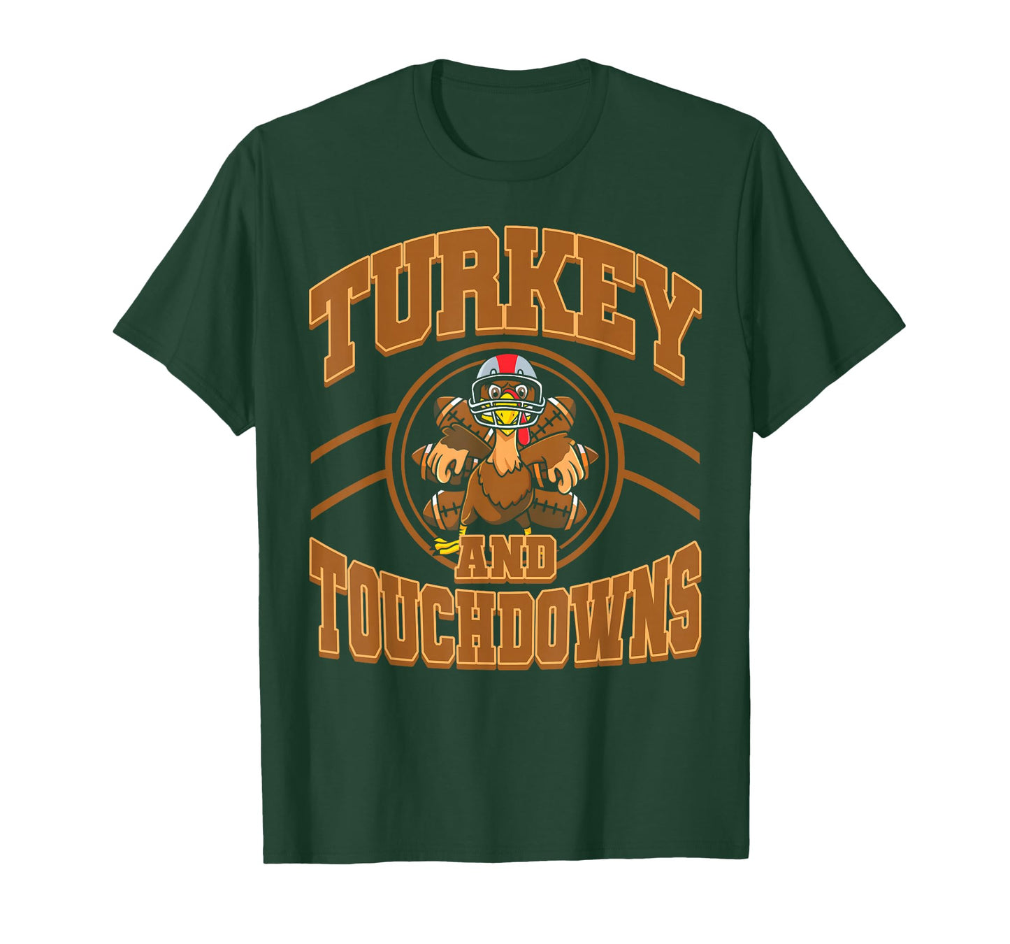 Thanksgiving Turkey and Touchdowns Football Fall Men Boys T-Shirt