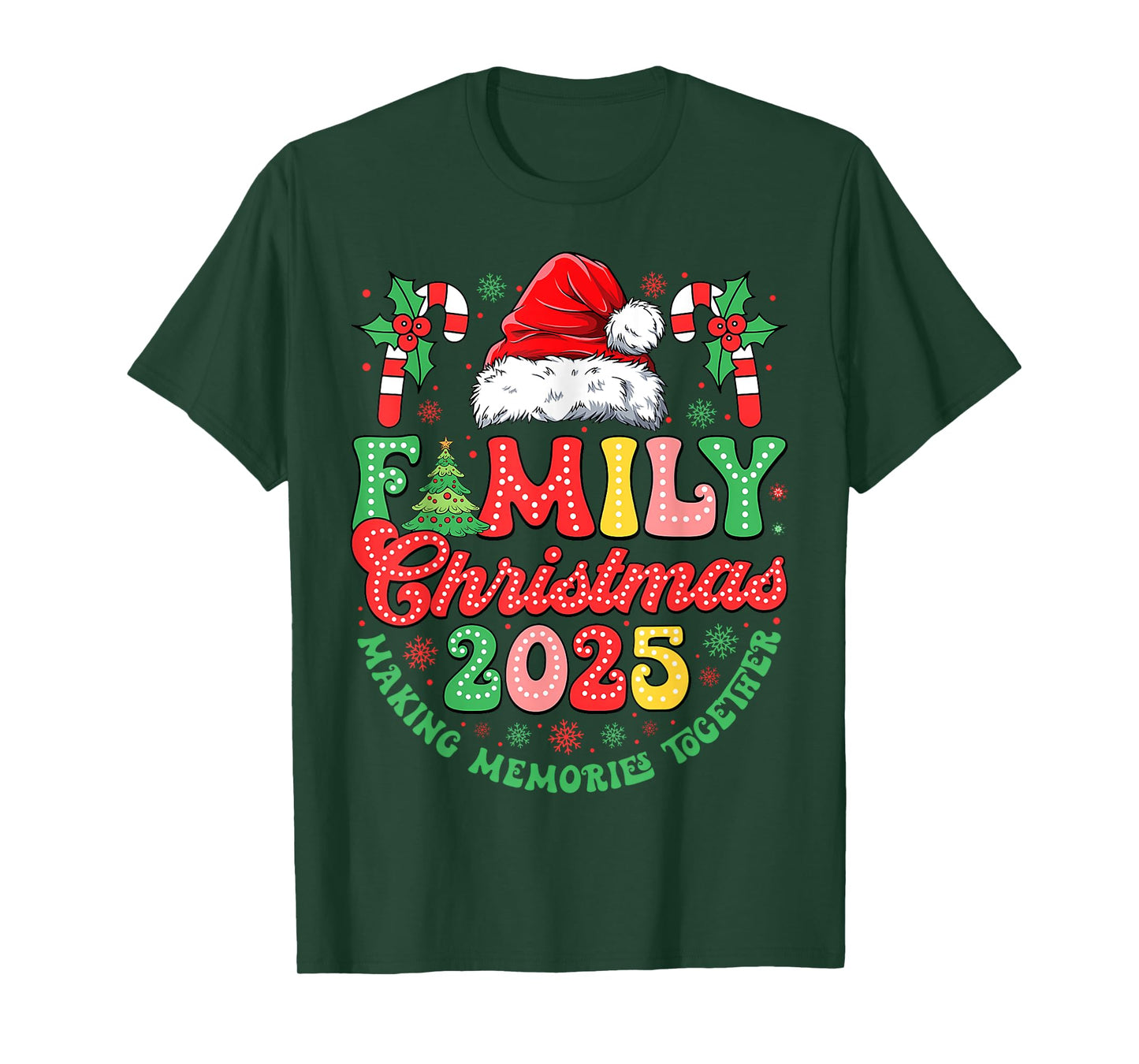 Groovy Family Christmas 2025 Making Memories Santa Hat Xmas T-Shirt