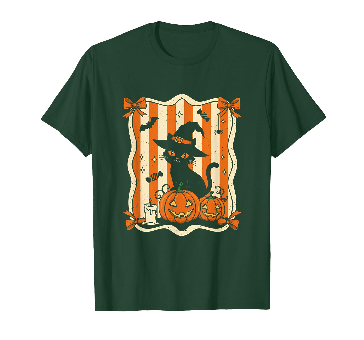 Retro Cat Black Pumpkin Halloween Costume Fall Autumn Season T-Shirt