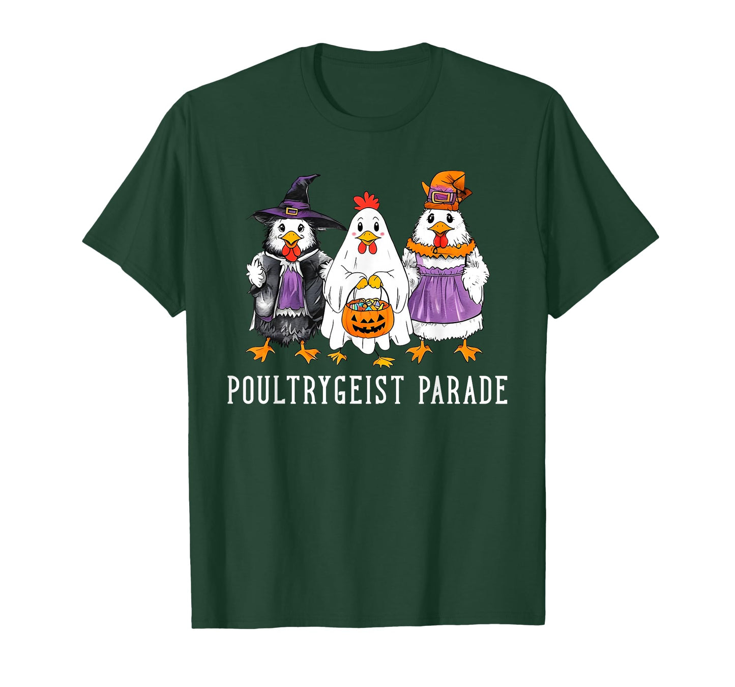 Funny Halloween Spooky Chicken Crew Poultrygeist Parade T-Shirt
