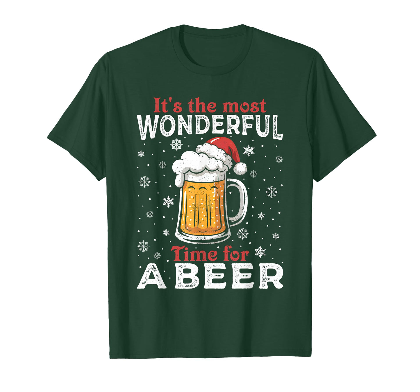Funny Christmas Pajama Outfit Men Women Beer Mug Santa Hat T-Shirt