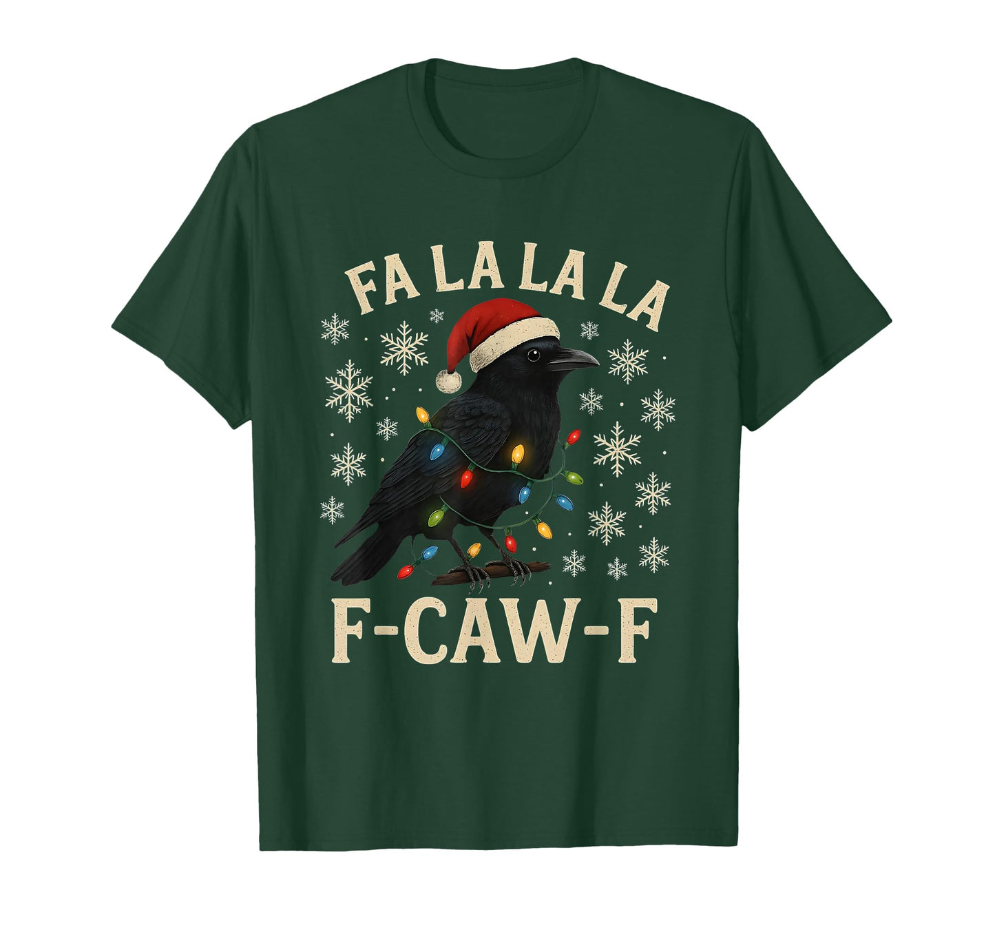 F-Caw-F Christmas Black Crow Funny Adult Humor T-Shirt