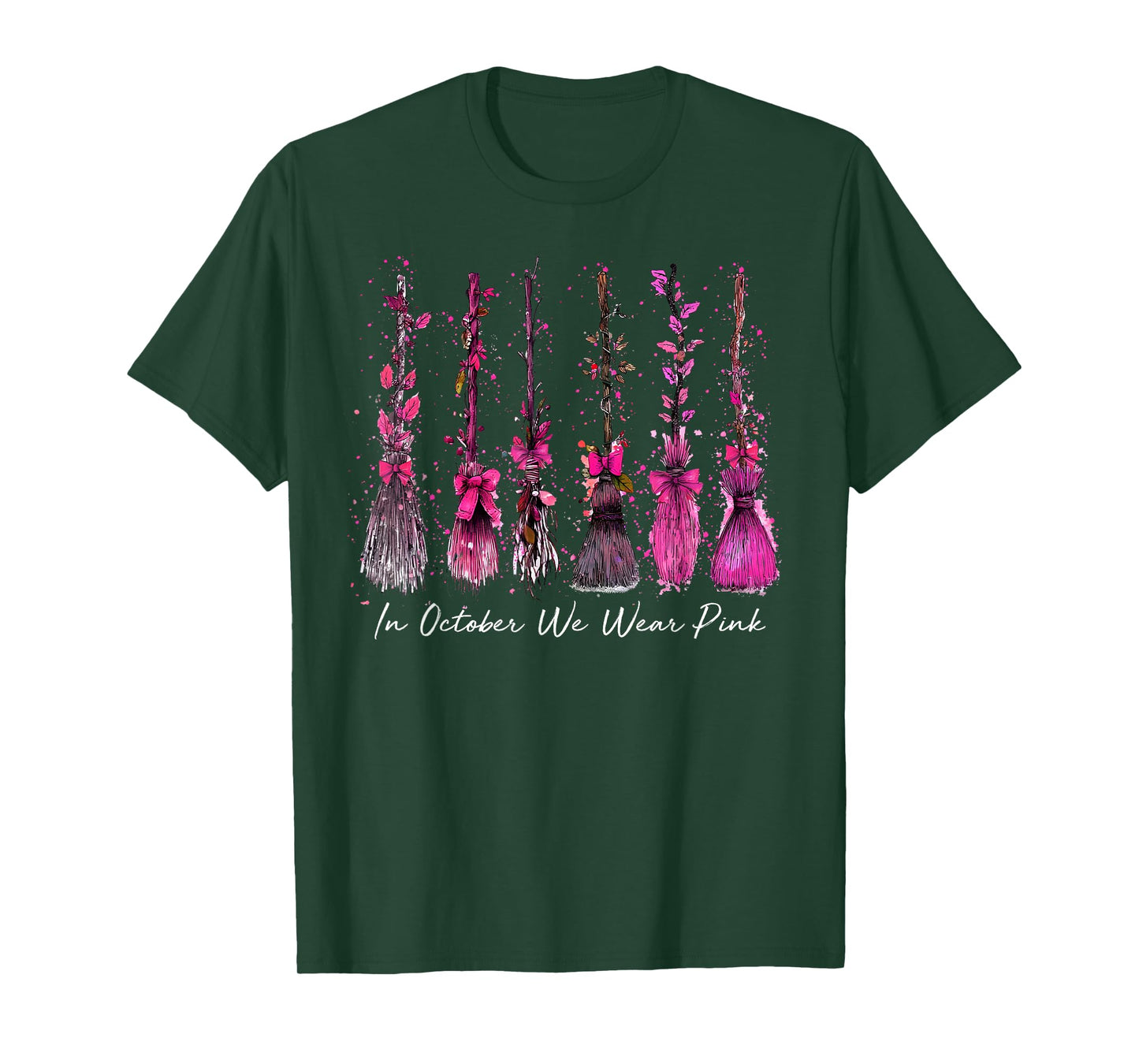 in October We Wear Pink Witches Breast Cancer Halloween Kids T-Shirt