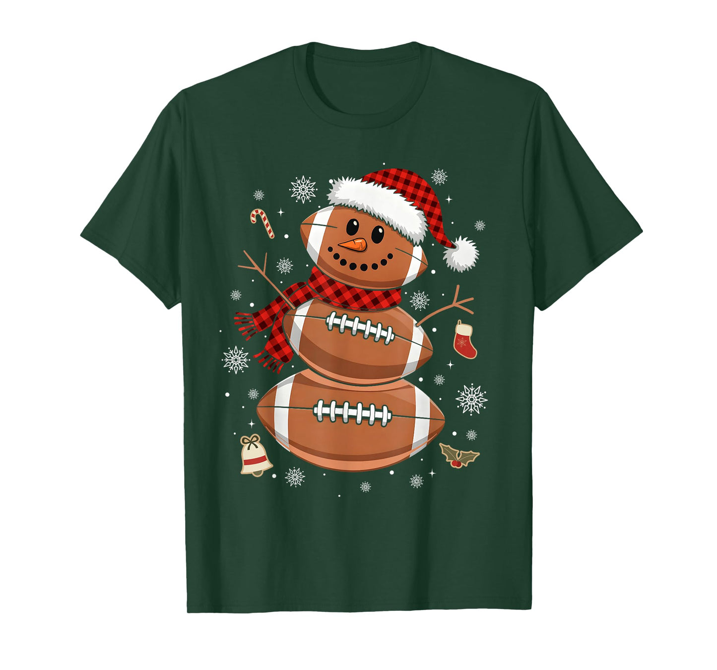 Football Snowman Rugby Christmas Pajamas Women Men Kids T-Shirt