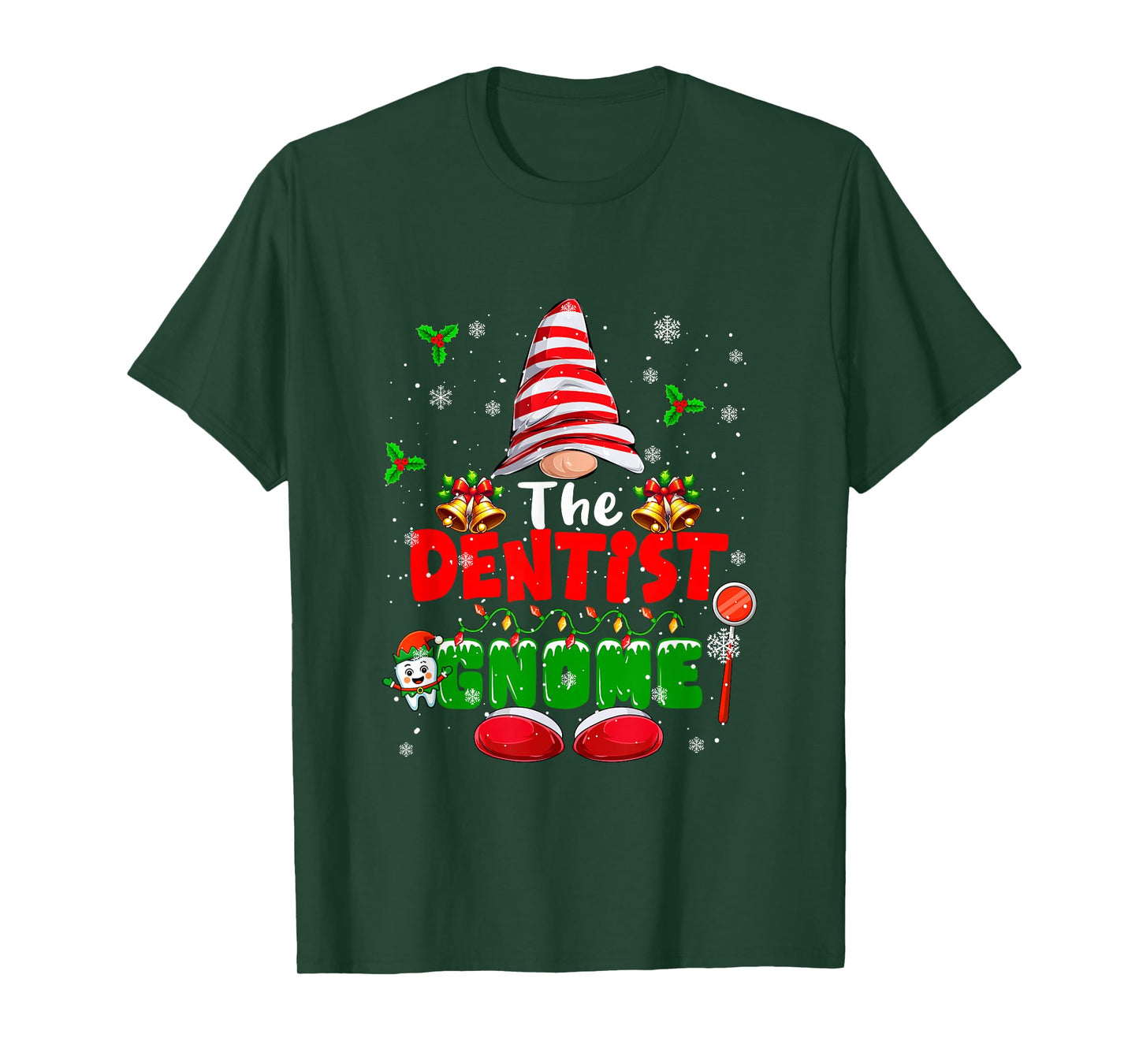 The Dentist Gnome Christmas Colorful Costume Job Team T-Shirt