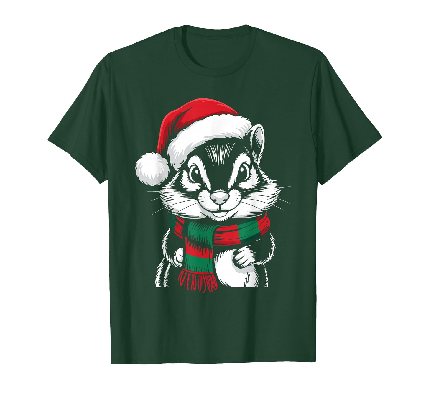 Chipmunk Xmas Santa Hat Scarf Christmas Costume T-Shirt