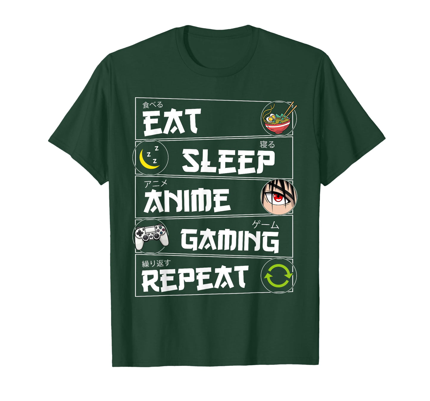 Eat Sleep Anime Gaming Repeat Kawaii Otaku Gamer Anime Manga T-Shirt