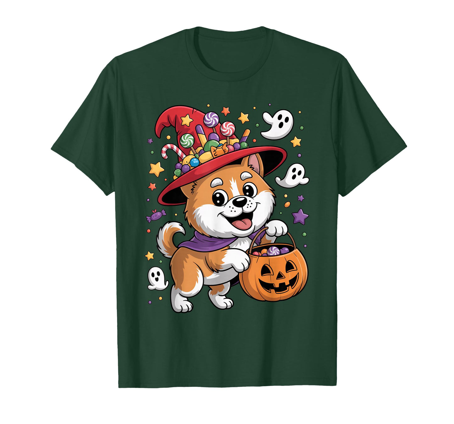 Akitas Dog Pumpkin Ghost Candy Witch Halloween Costume T-Shirt
