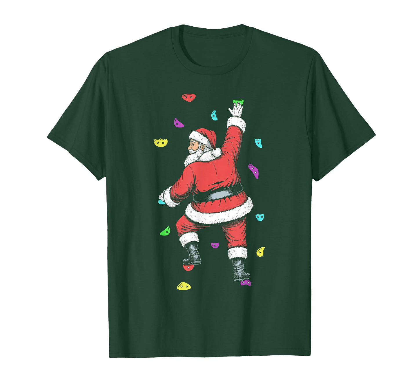 Rock Climber Indoor Wall Climbing Santa Claus Funny Climbers T-Shirt