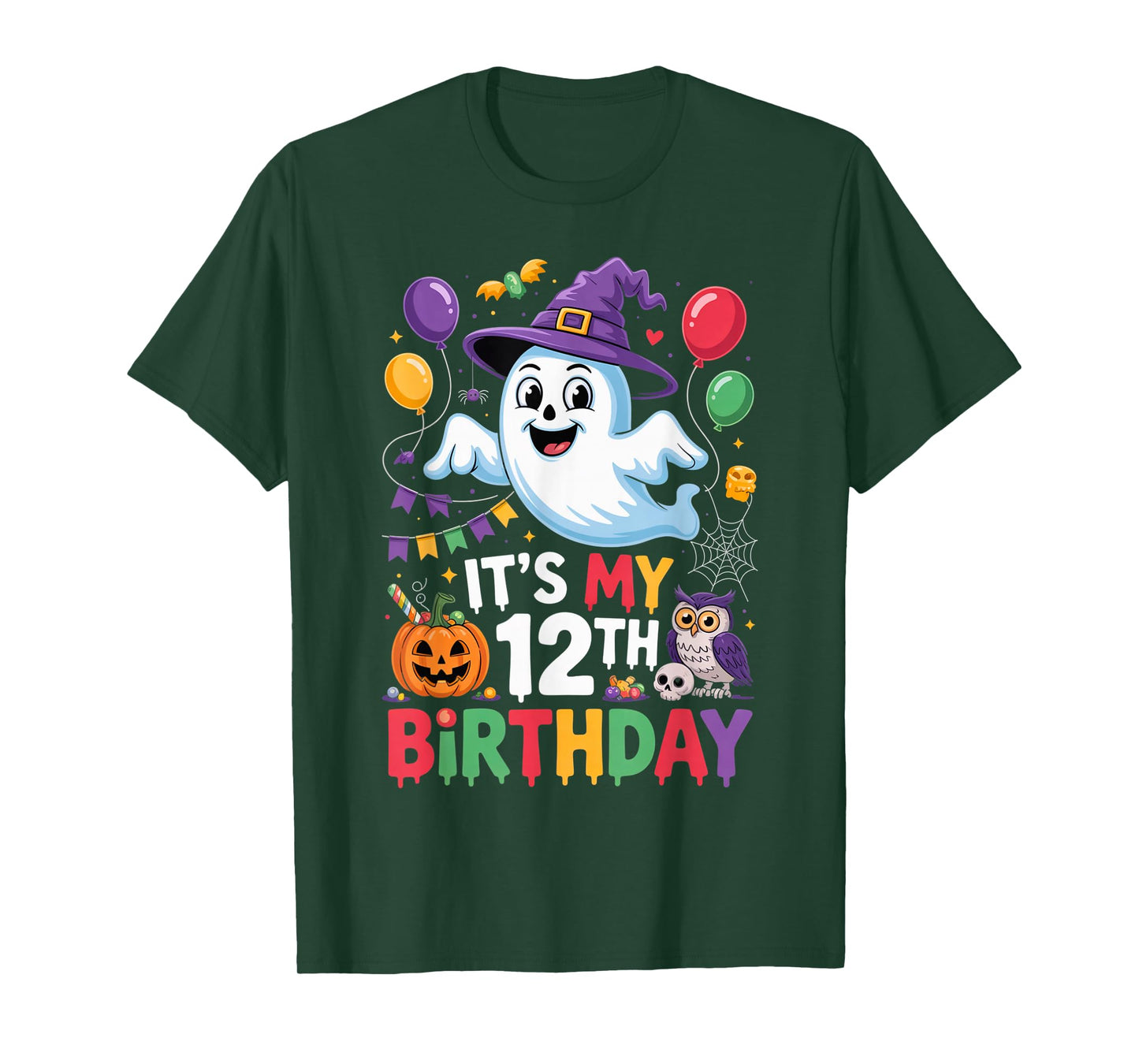 It’s My 12th Birthday Ghost Halloween Spooky October Fun T-Shirt
