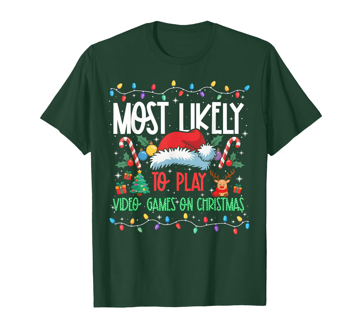 Most Likely to Play Video Games On Christmas Funny Matching T-Shirt