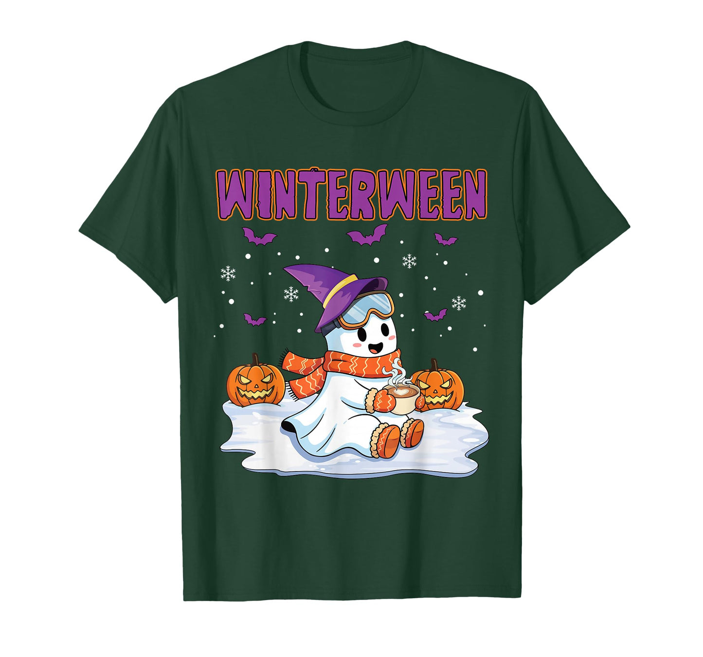 Winterween Witch Ghost Halloween Christmas Winter T-Shirt