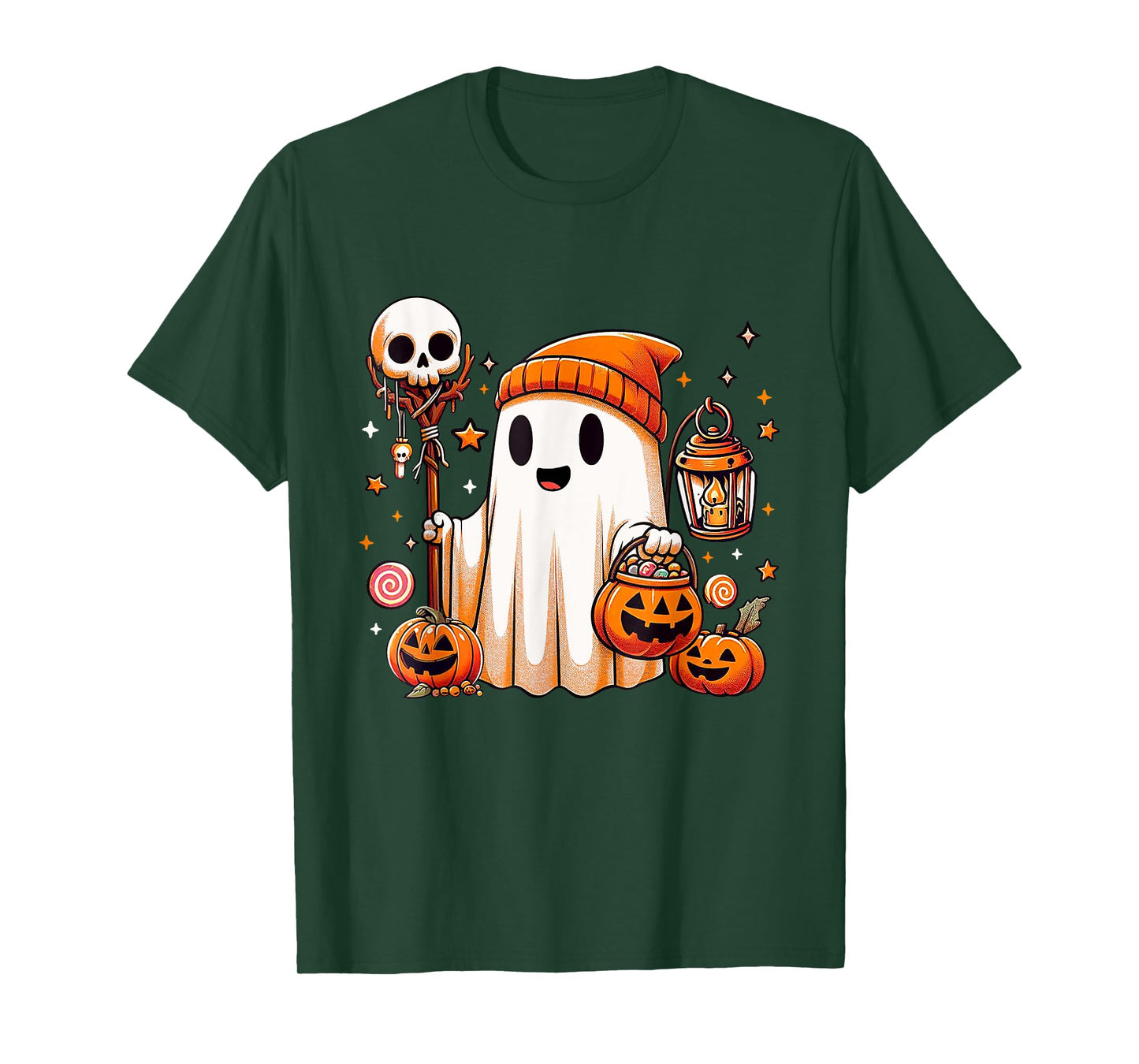 Halloween Ghost Skull Pumpkin Trick Or Treat Candy Boys Kids T-Shirt