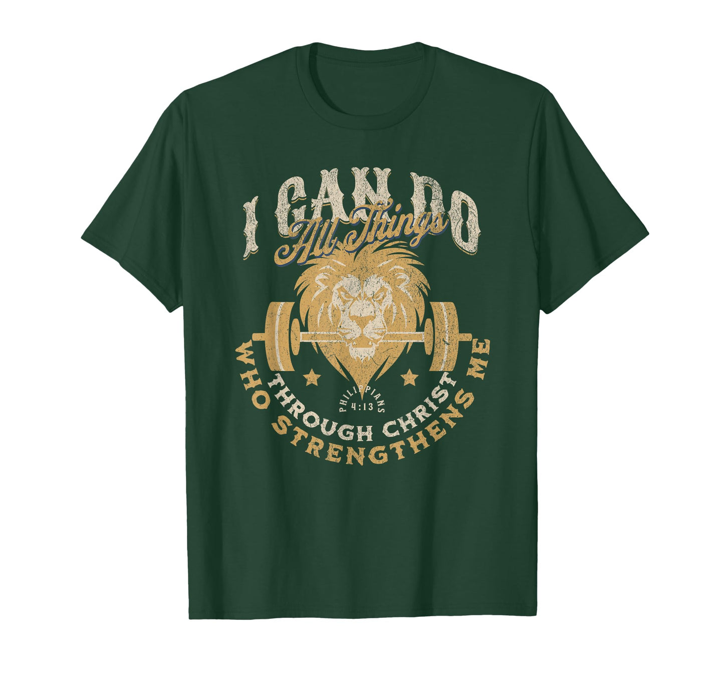 Christian Workout Weight Lifting Body Builder Bible Verse T-Shirt