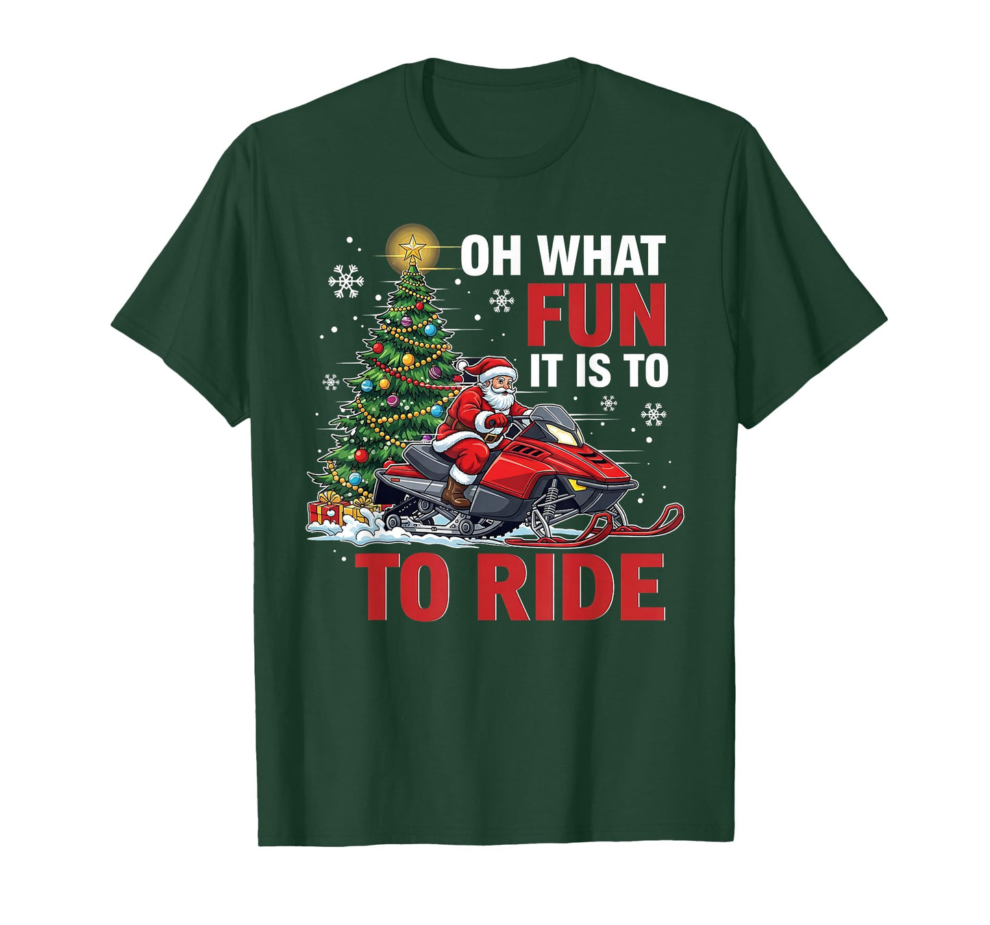 Santa Snowmobile Christmas Funny Snowmobiling Rider T-Shirt