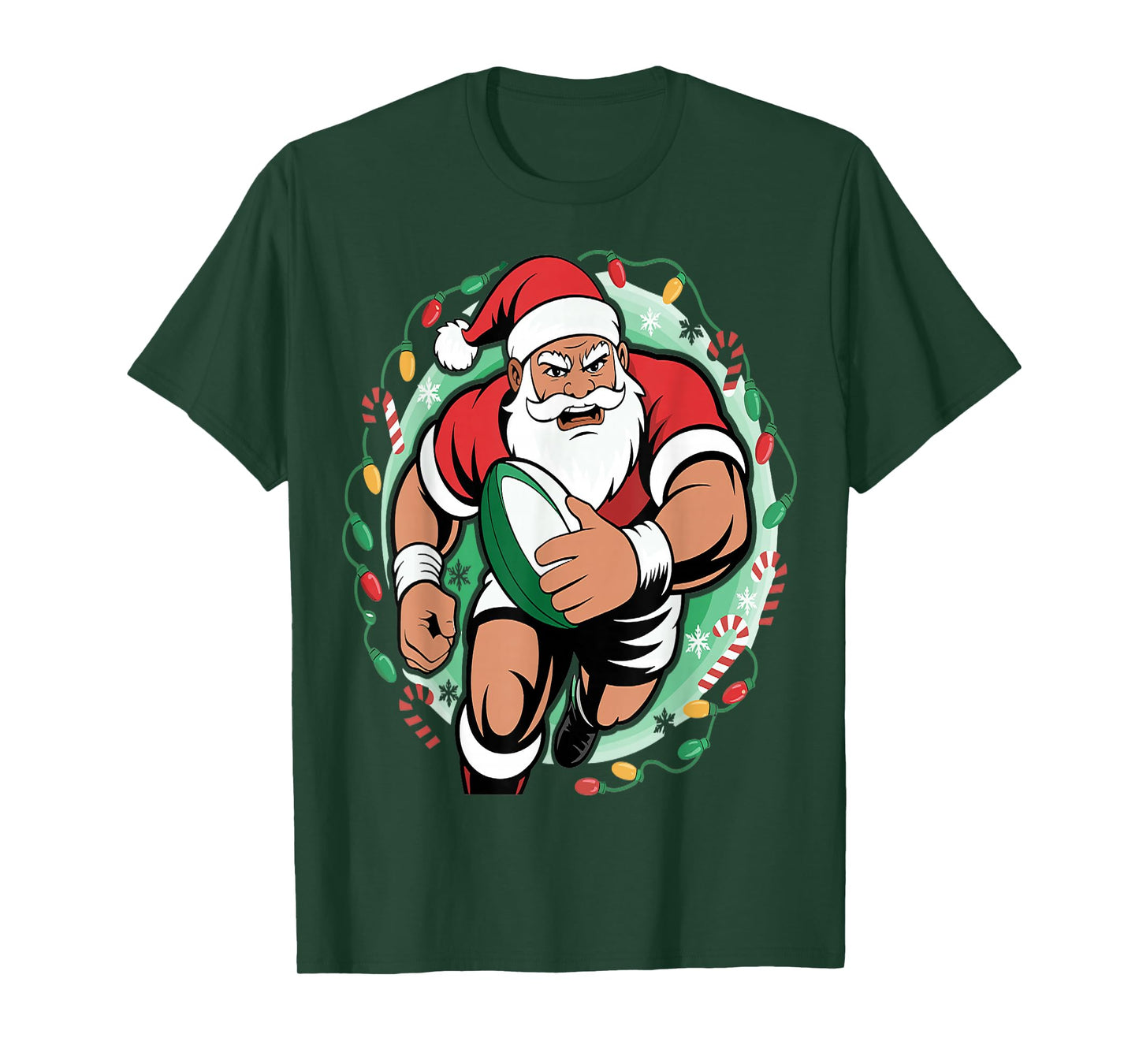 Funny Santa Claus Playing Rugby Christmas Sports T-Shirt