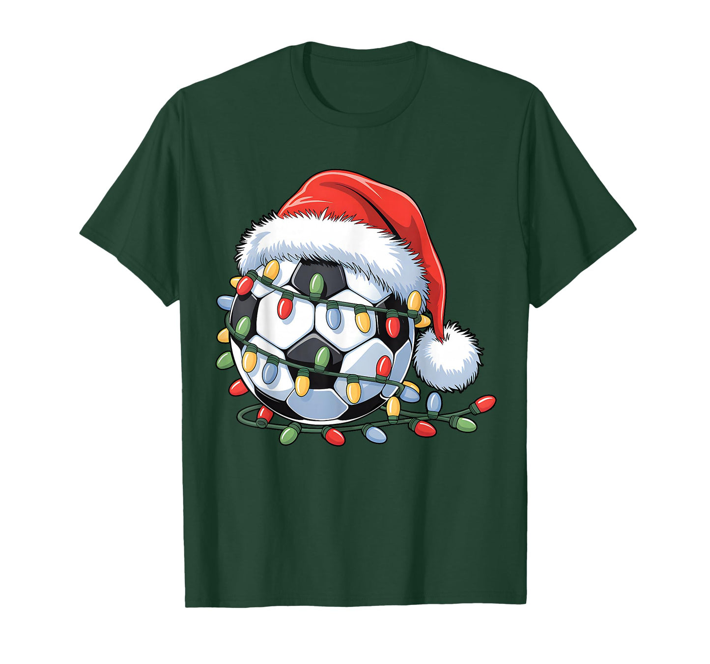 Soccer Ball Santa Hat Xmas Funny Christmas Soccer Lover T-Shirt