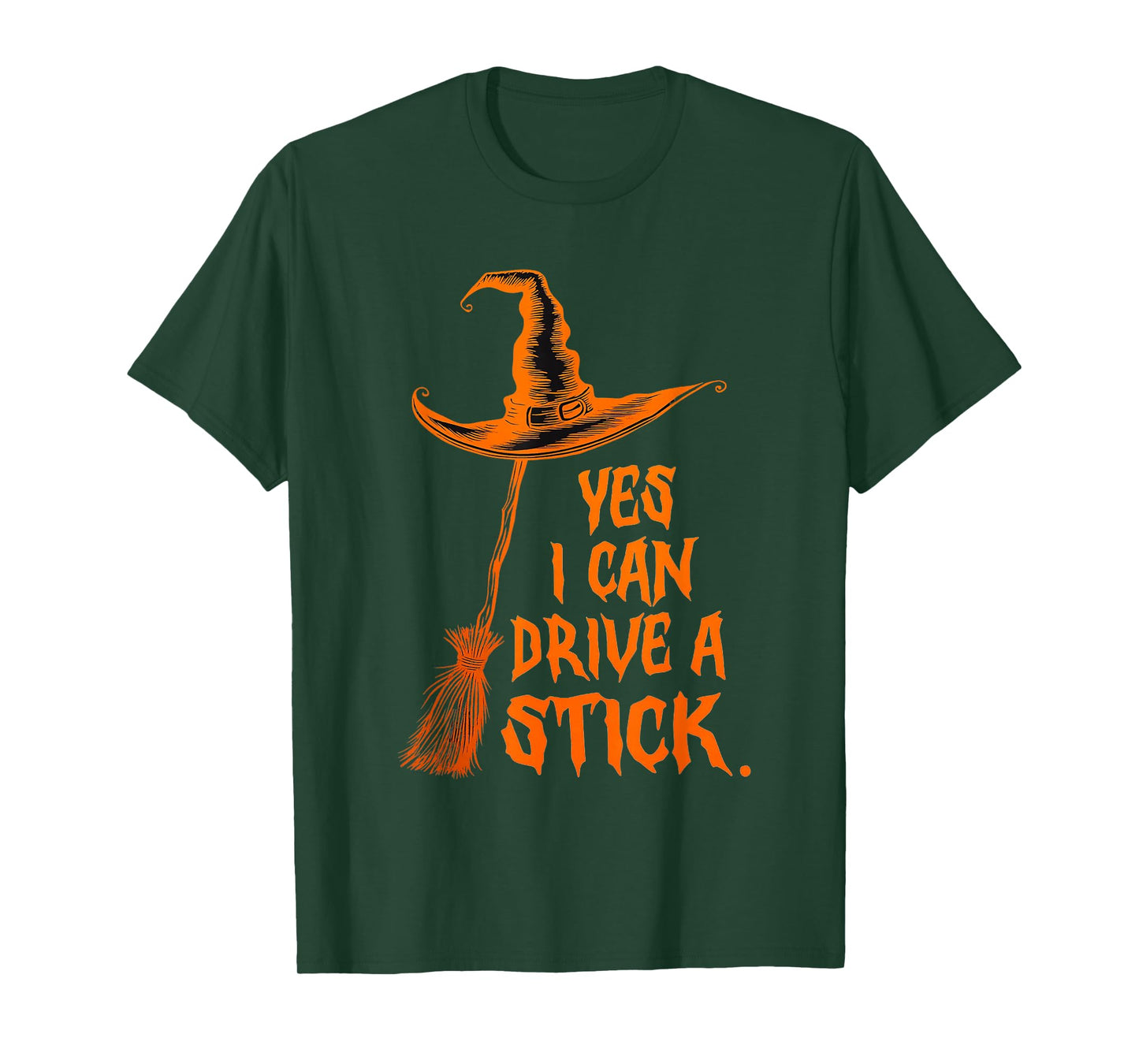 Funny Hallowen Yes I Can Drive A Stick Spooky Witch T-Shirt