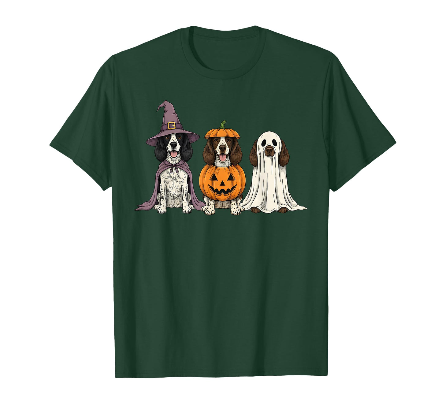 Spooky Ghost English Springer Spaniel Pumpkin Halloween T-Shirt