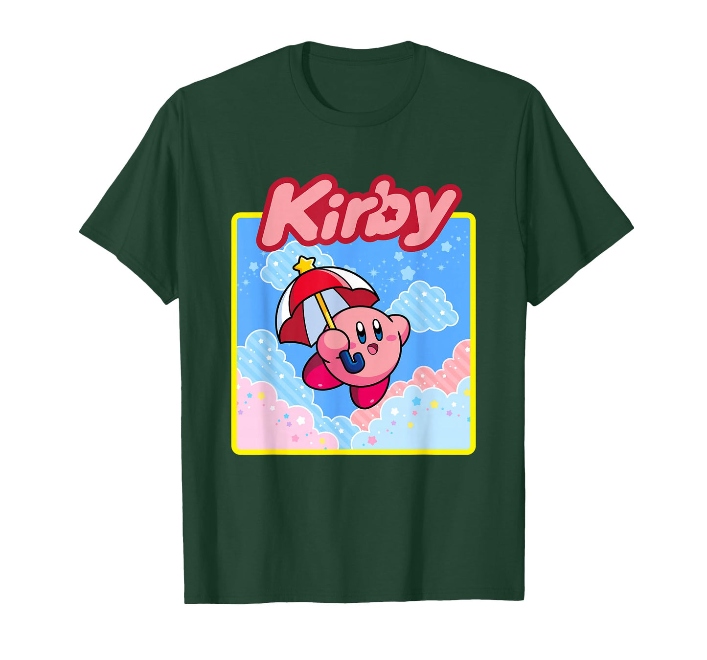 Kirby Pastel Pink & Blue Cloudy Big Character Portrait T-Shirt