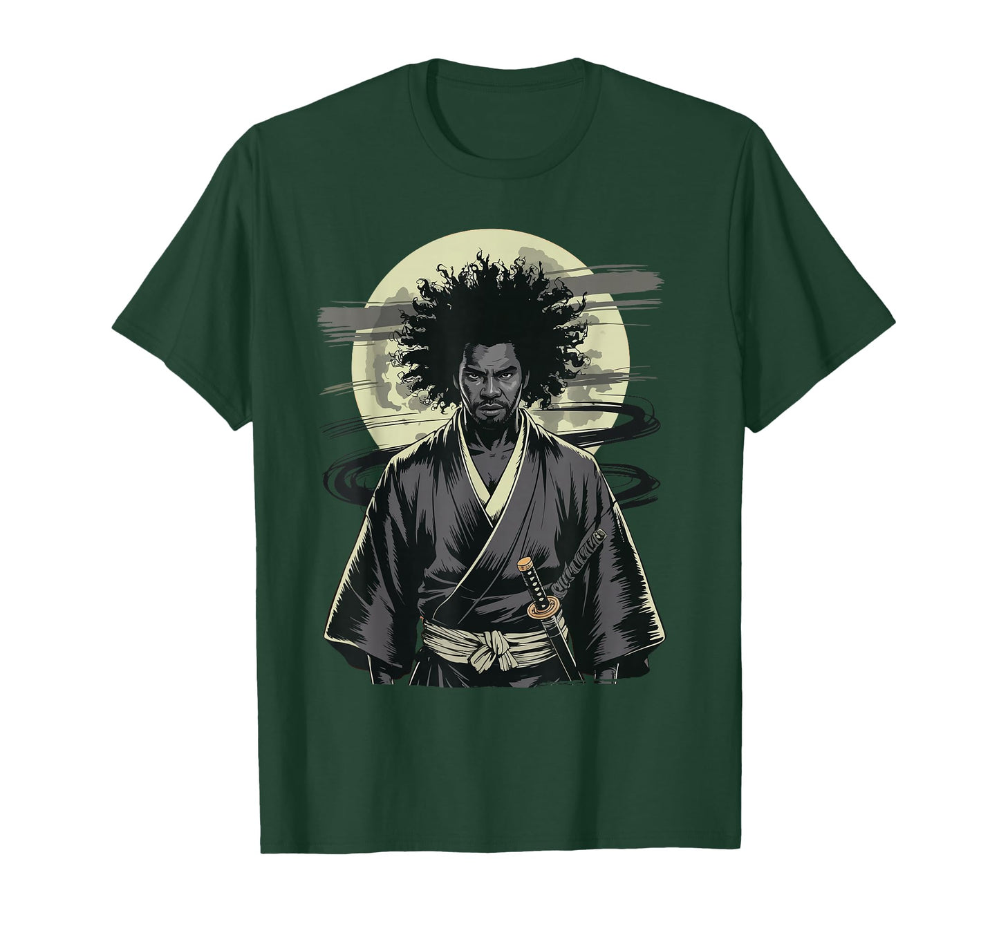 Afro American Samurai Vintage Warrior with Katana T-Shirt