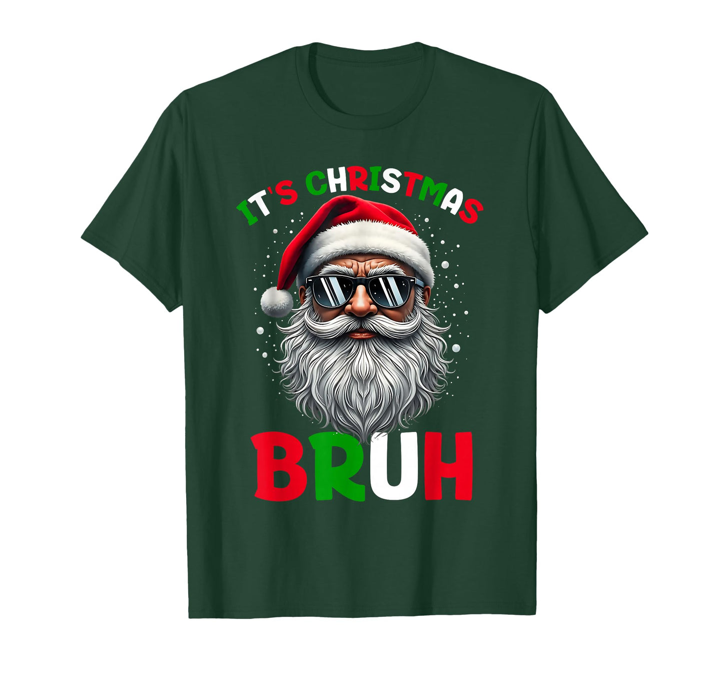 Bruh Christmas Boys Kids Santa Face Retro Sunglasses Xmas T-Shirt