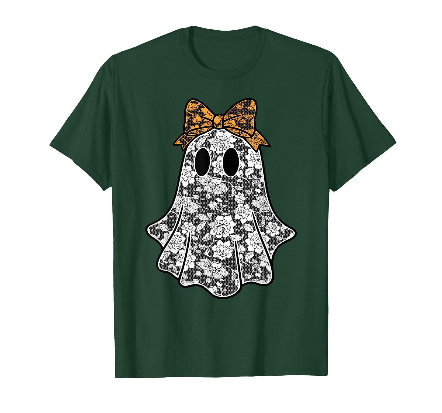 Lace Ghost Floral Coquette Bow Trendy Halloween Spooky Ghost T-Shirt