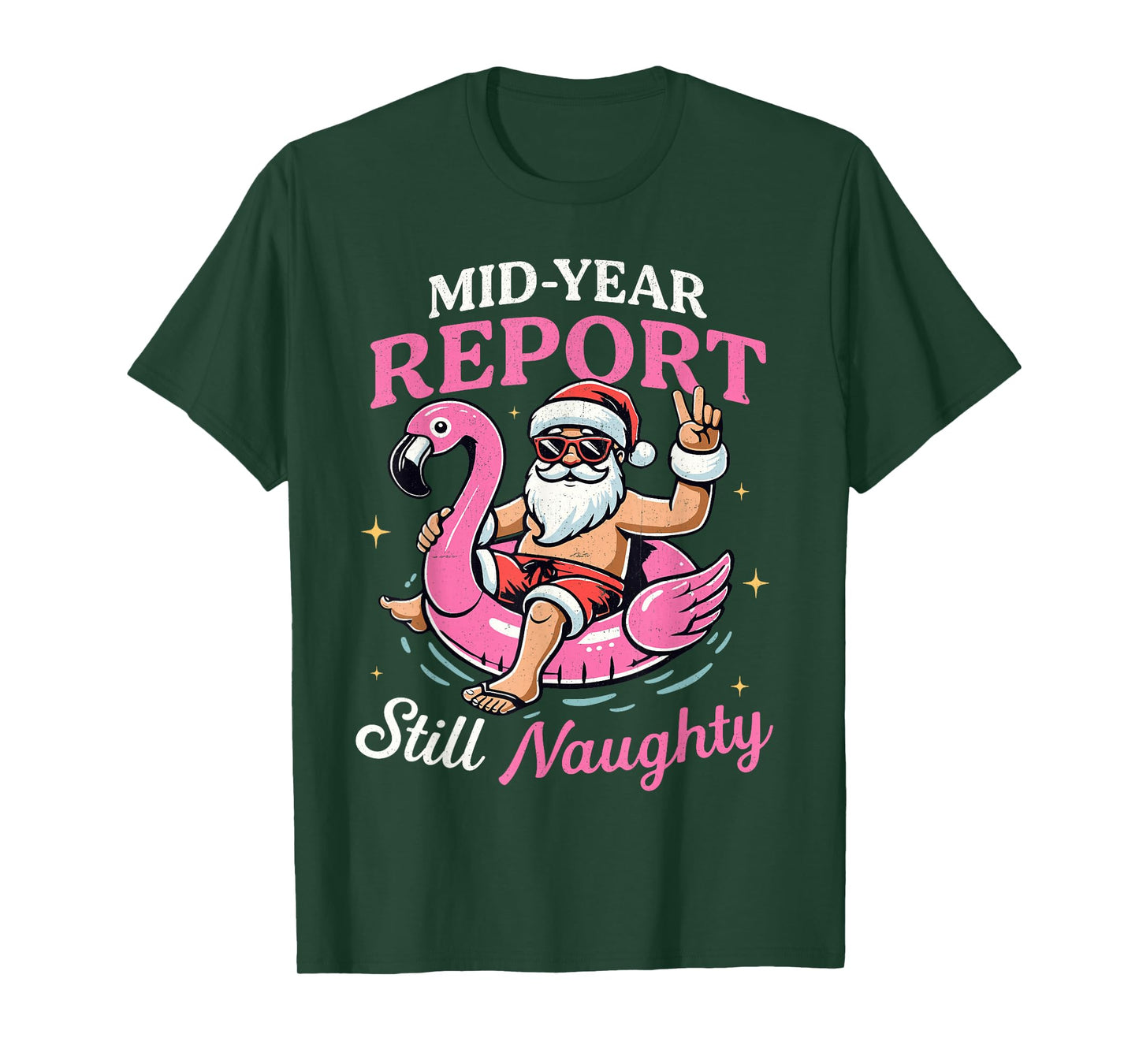 Funny Naughty Santa Christmas Float Mid-Year Report T-Shirt