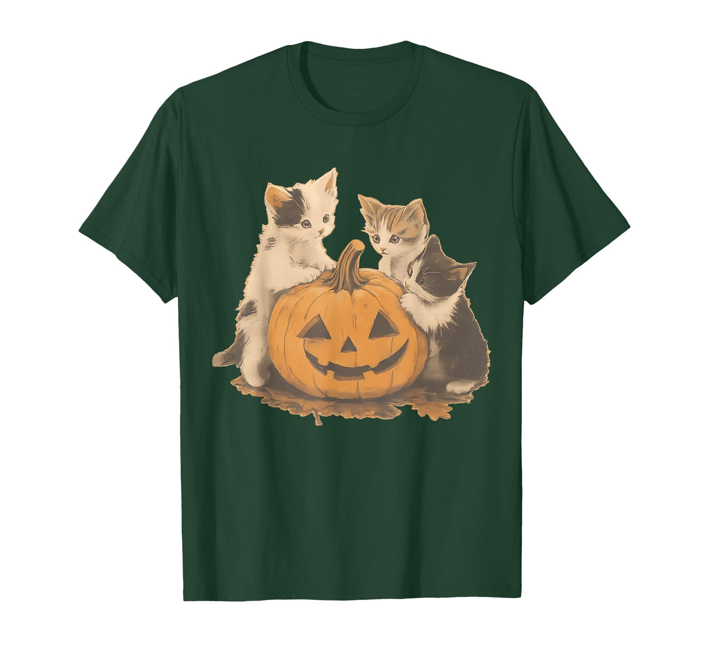 Retro Black Cat Halloween Pumpkin Costume for Women Men Kids T-Shirt