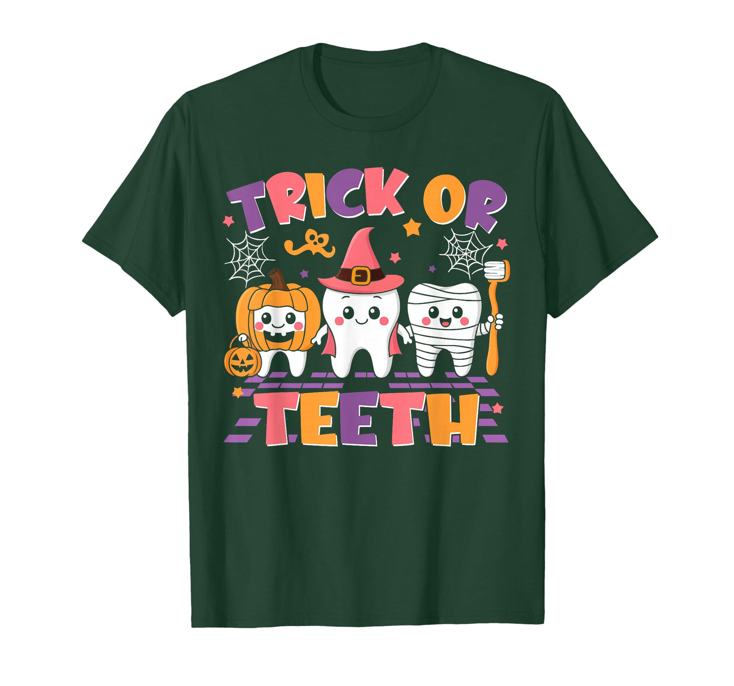 Trick Or Teeth Funny Dental Halloween Costumes Treat Dentist T-Shirt