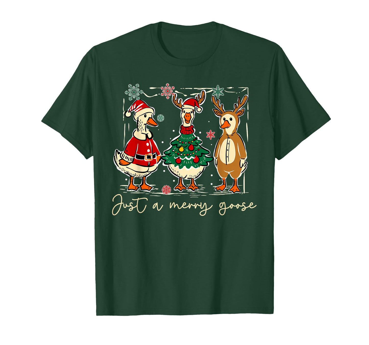 Just A Merry Goose Funny Christmas Xmas Pajamas Family T-Shirt