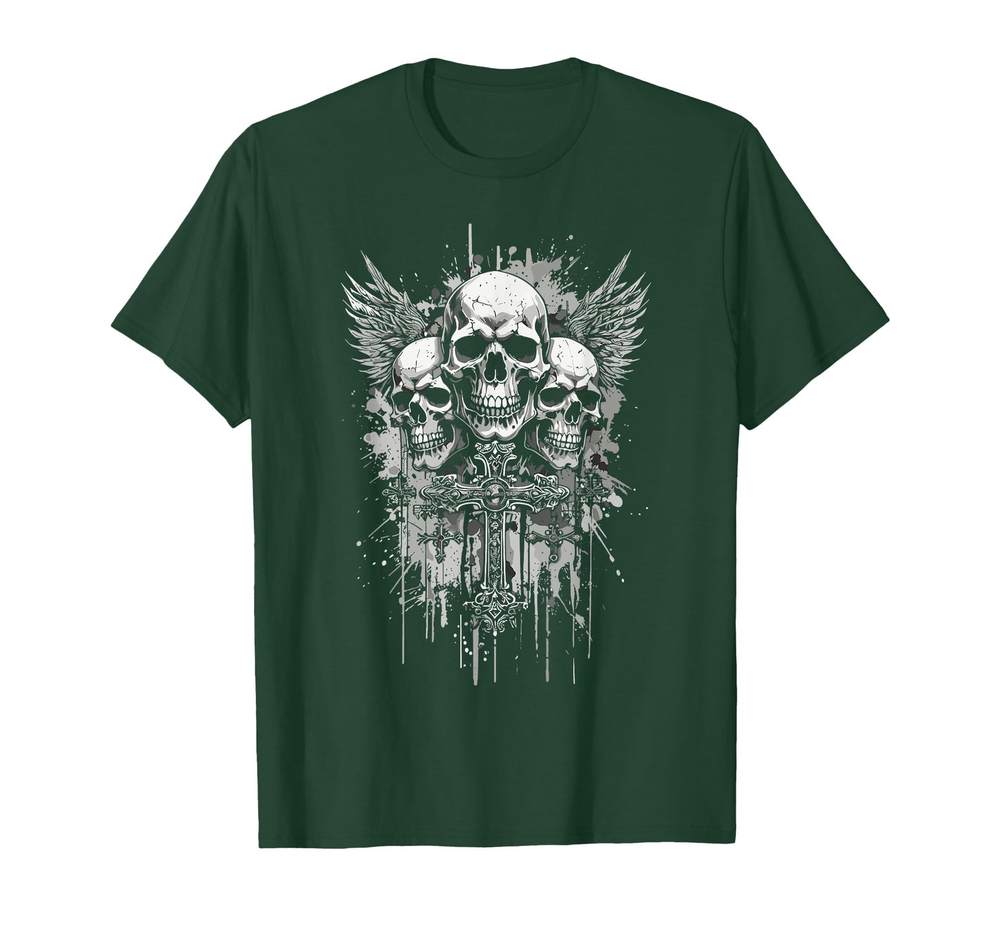 Y2K Grunge Aesthetic Alt Goth Skull Cross Gothic T-Shirt