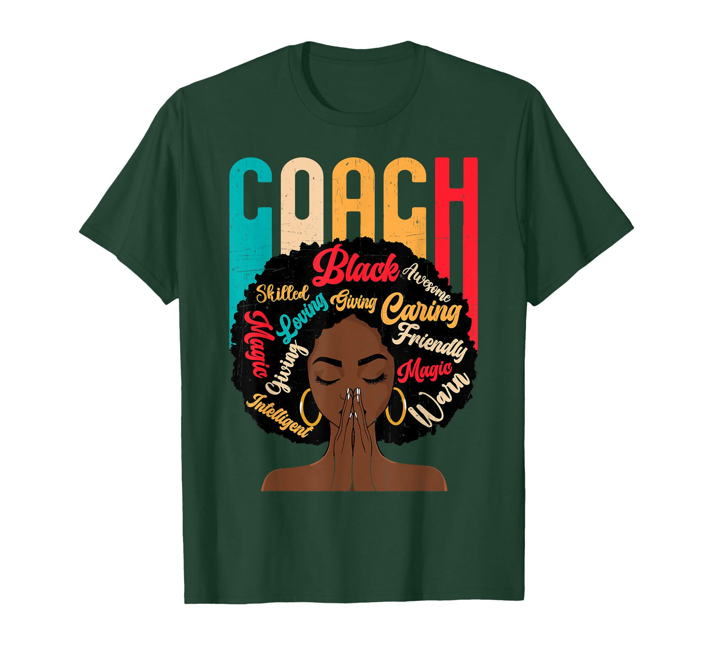 Coach Afro African American Women Black History Month T-Shirt