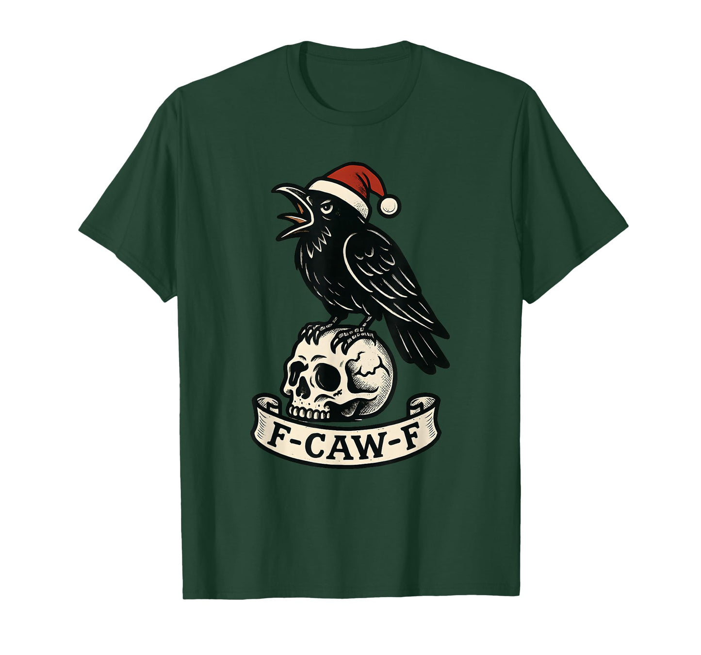 Christmas F Caw F Crow Women F-Caw-F Black Bird Santa Hat T-Shirt
