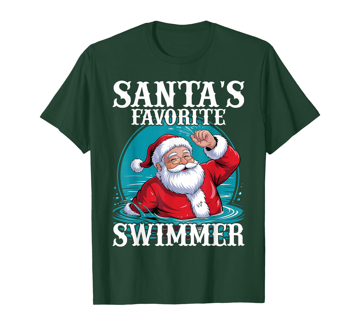 Santa's Favorite Swimmer Christmas Funny Xmas Swimming Swim T-Shirt