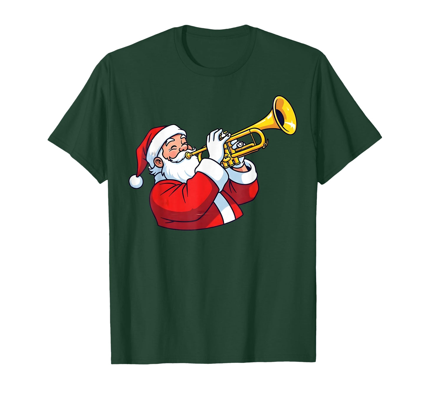 Christmas Trumpet Player Marching Band Funny Santa Women Men T-Shirt