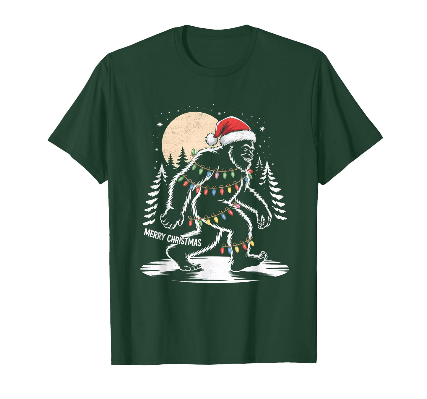 Bigfoot Christmas Yeti Santa Hat T-Shirt