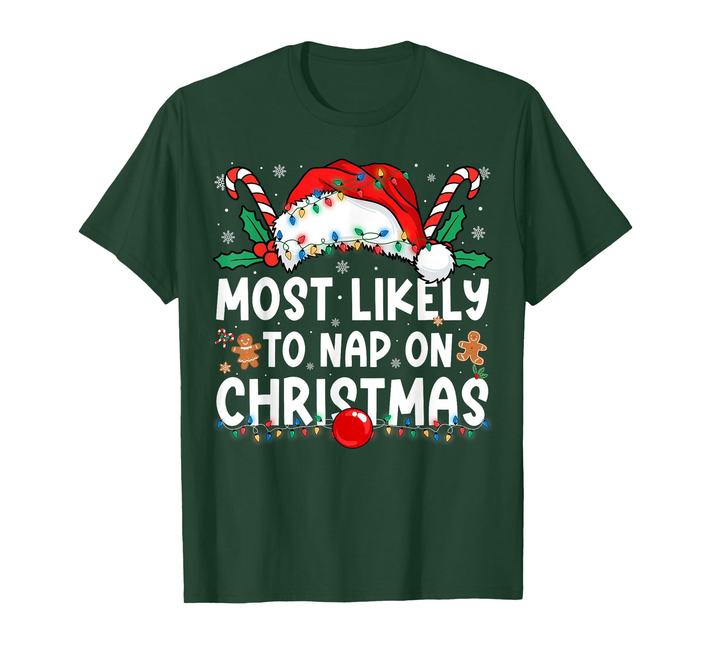 Most Likely to Nap On Christmas Family Matching Christmas T-Shirt