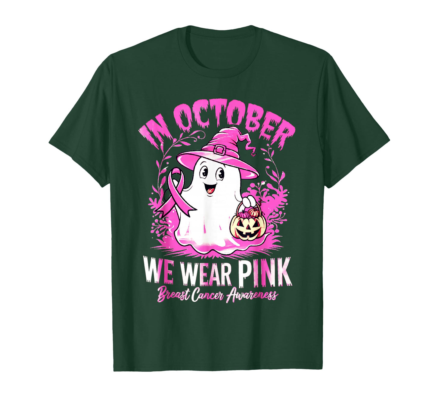 Breast Cancer Women Halloween in October We Wear Pink T-Shirt