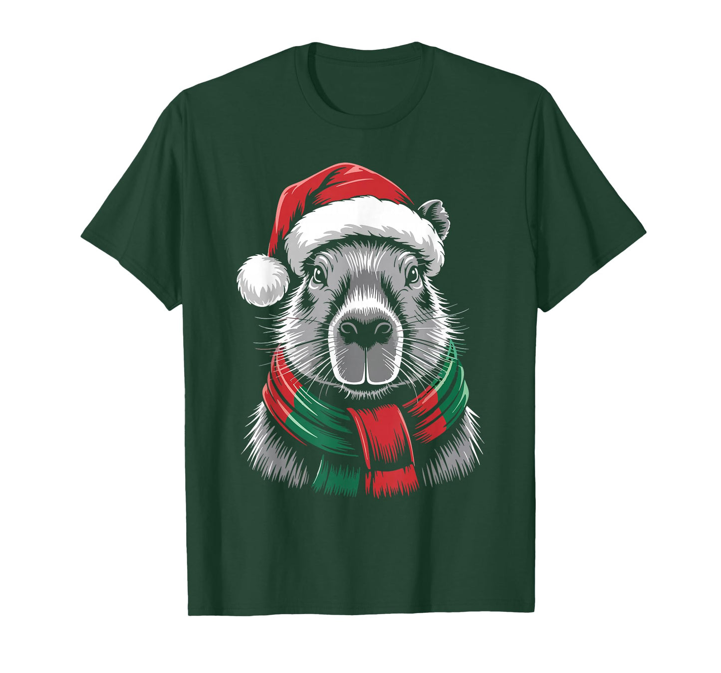 Capybara Xmas Santa Hat Scarf Christmas Costume T-Shirt