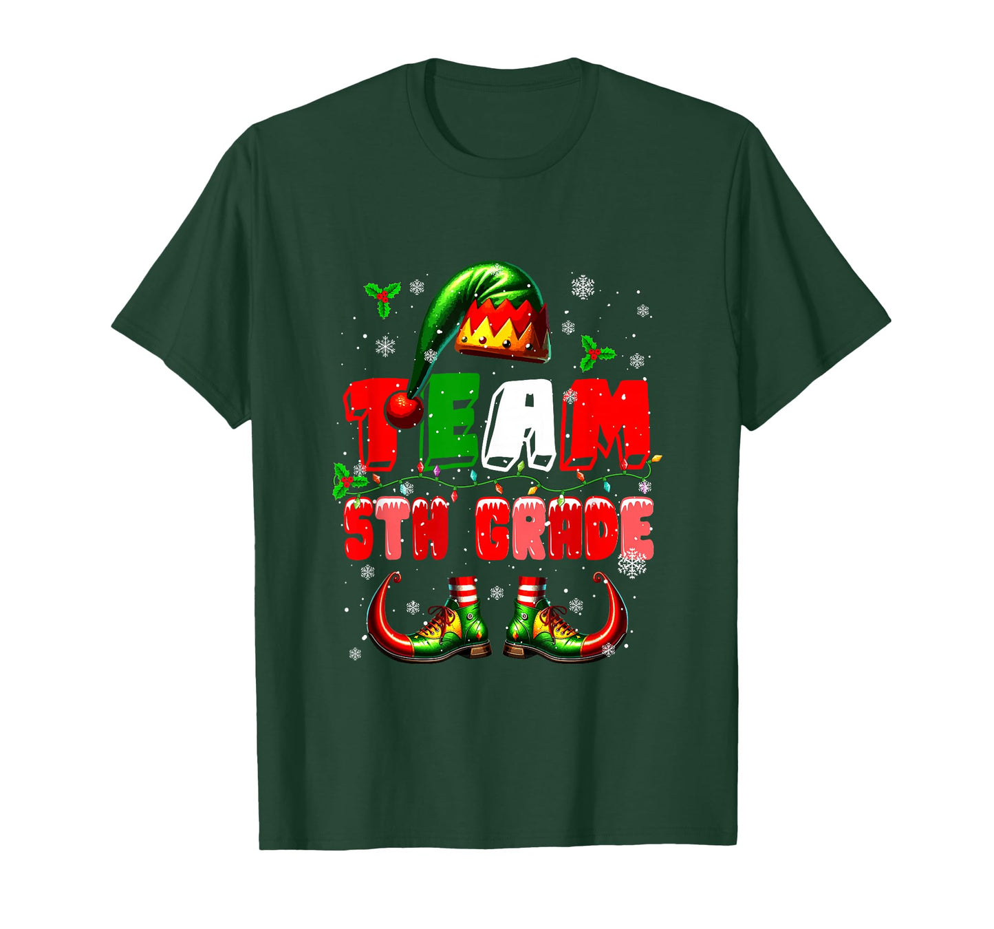 Team 5th Grade Christmas Elf Costume Teachers Students Kids T-Shirt